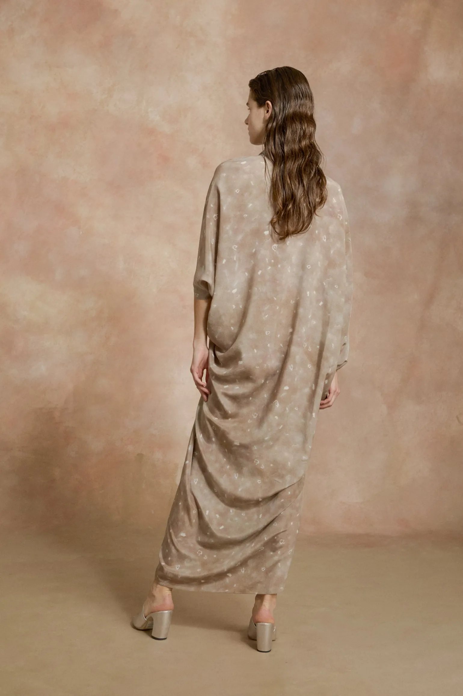 Mayu, ayaz print organic silk dress