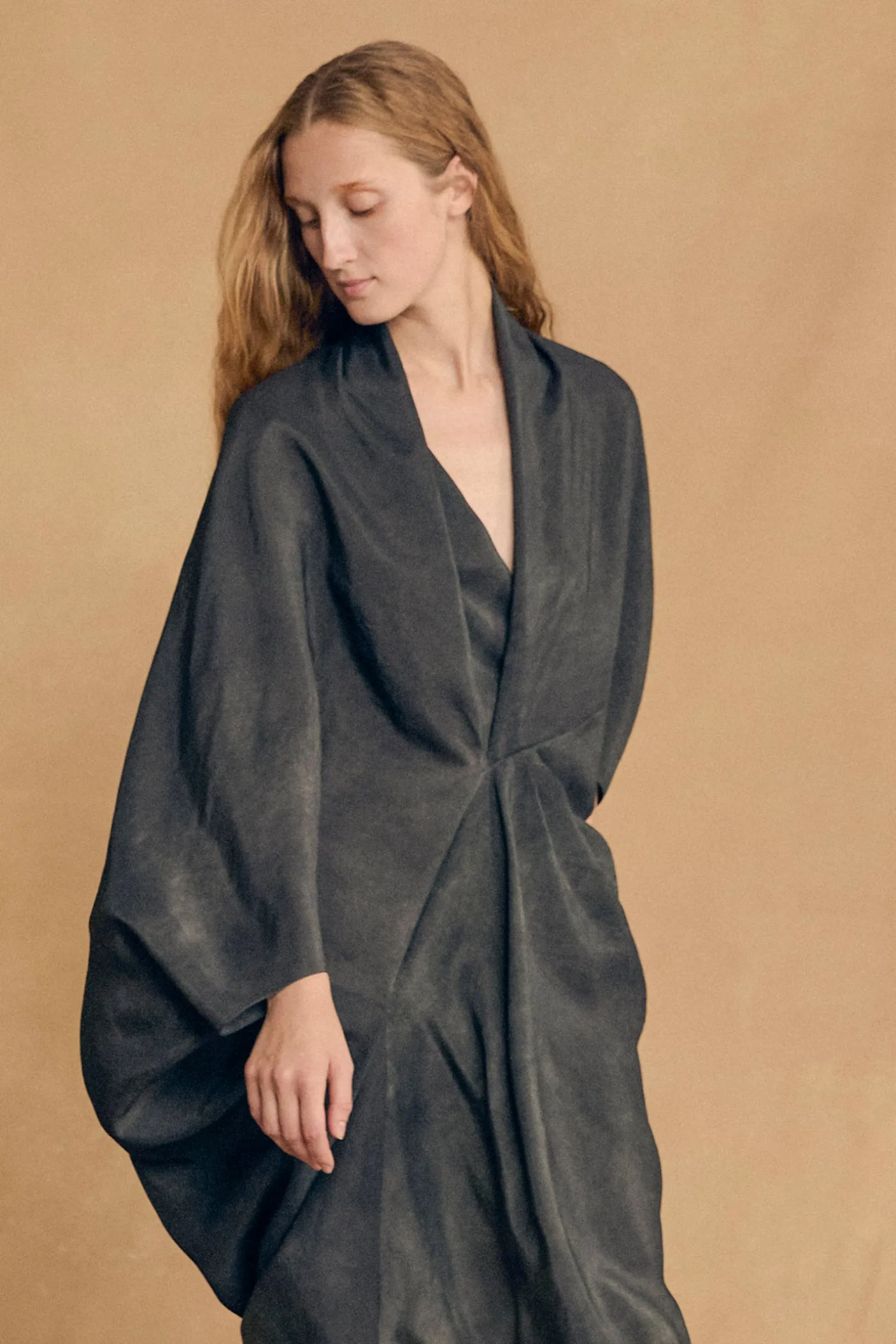 Mayu, petroleum maltinto silk dress