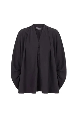 Medina, smoke gray silk blouse