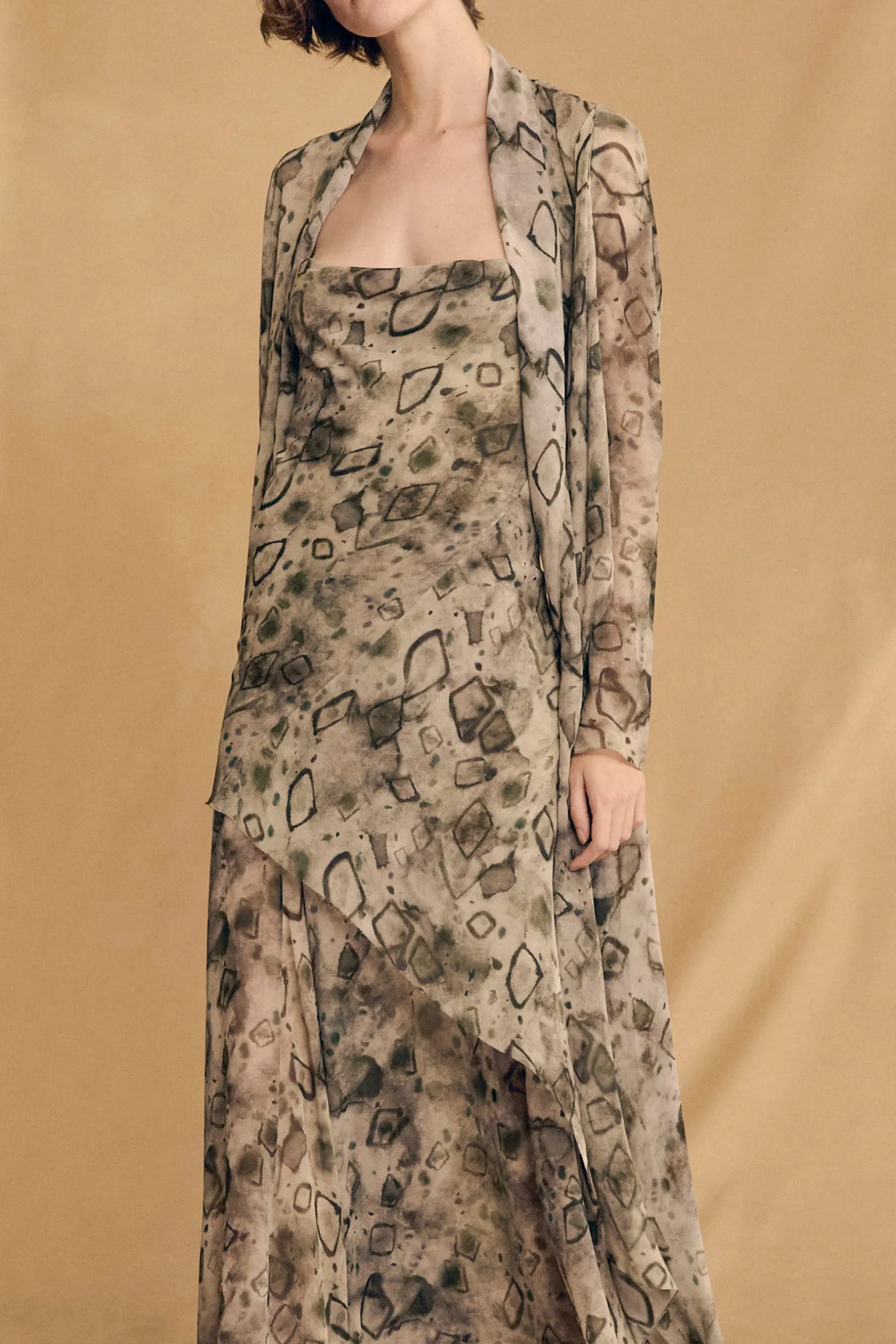 Meena, elmas print silk dress