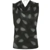 Menta, mint print stretch silk top