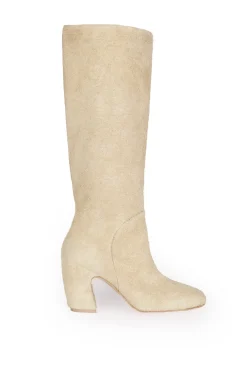 Milla, high boot in ecru brushed suede