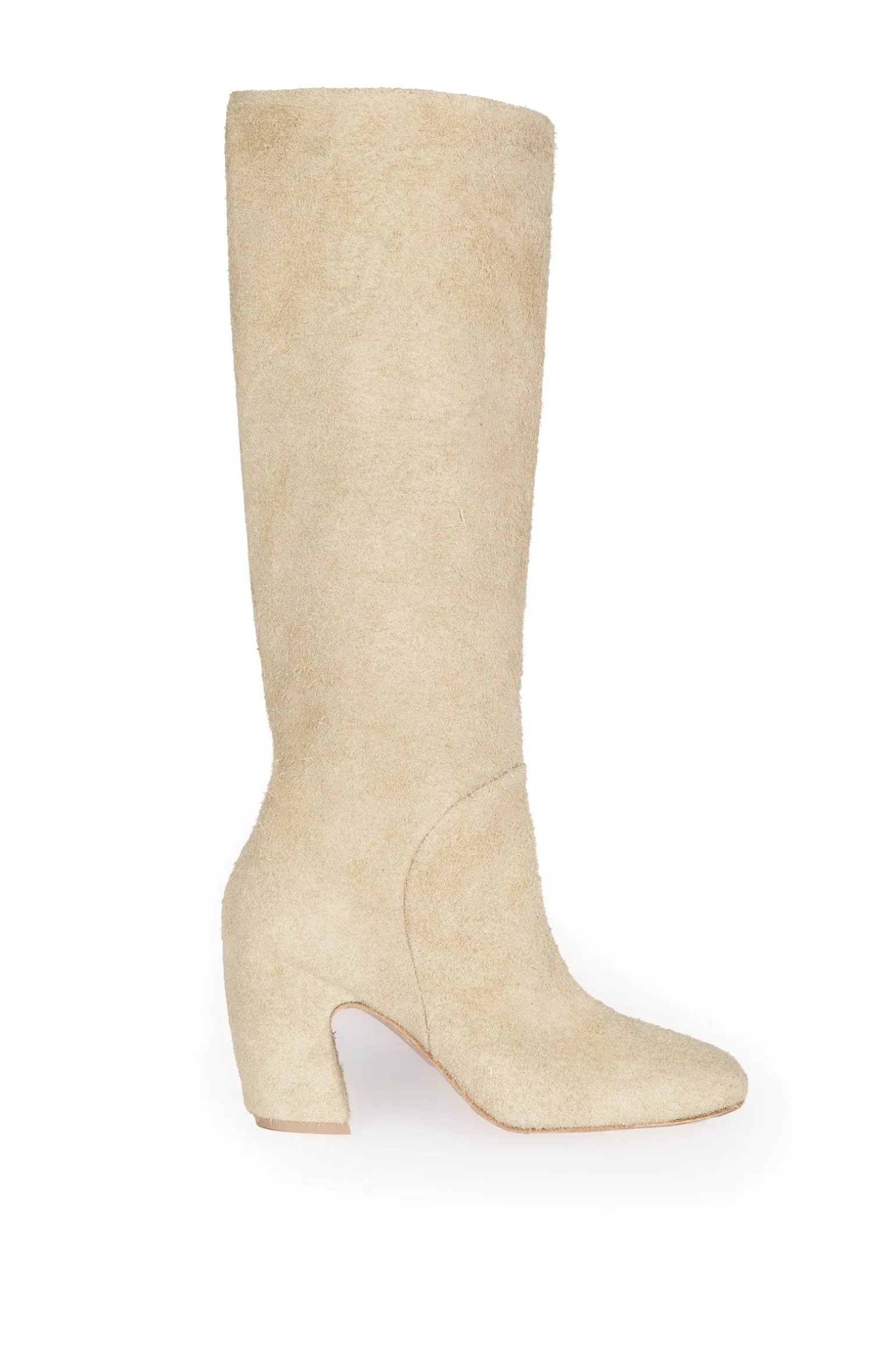 Milla, high boot in ecru brushed suede