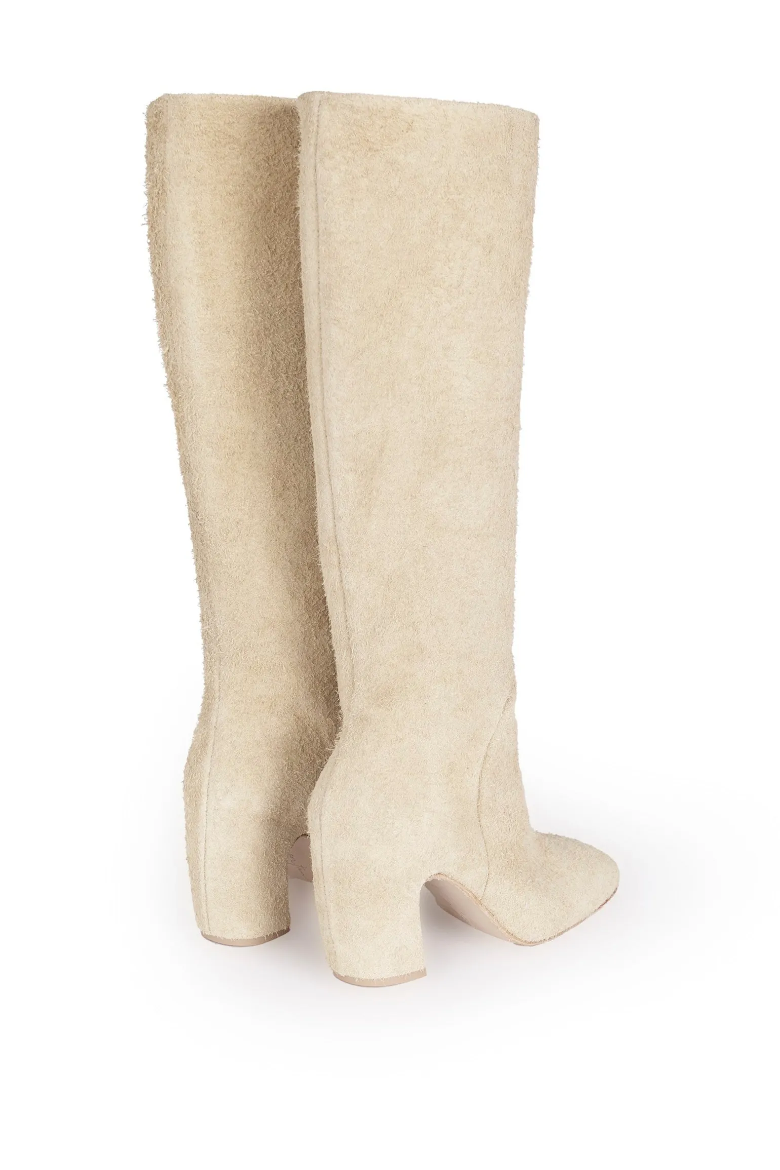 Milla, high boot in ecru brushed suede