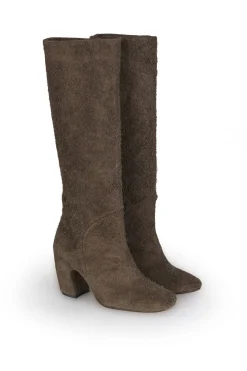 Milla, high boot in graphite brushed suede