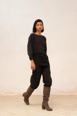 Milla, high boot in graphite brushed suede