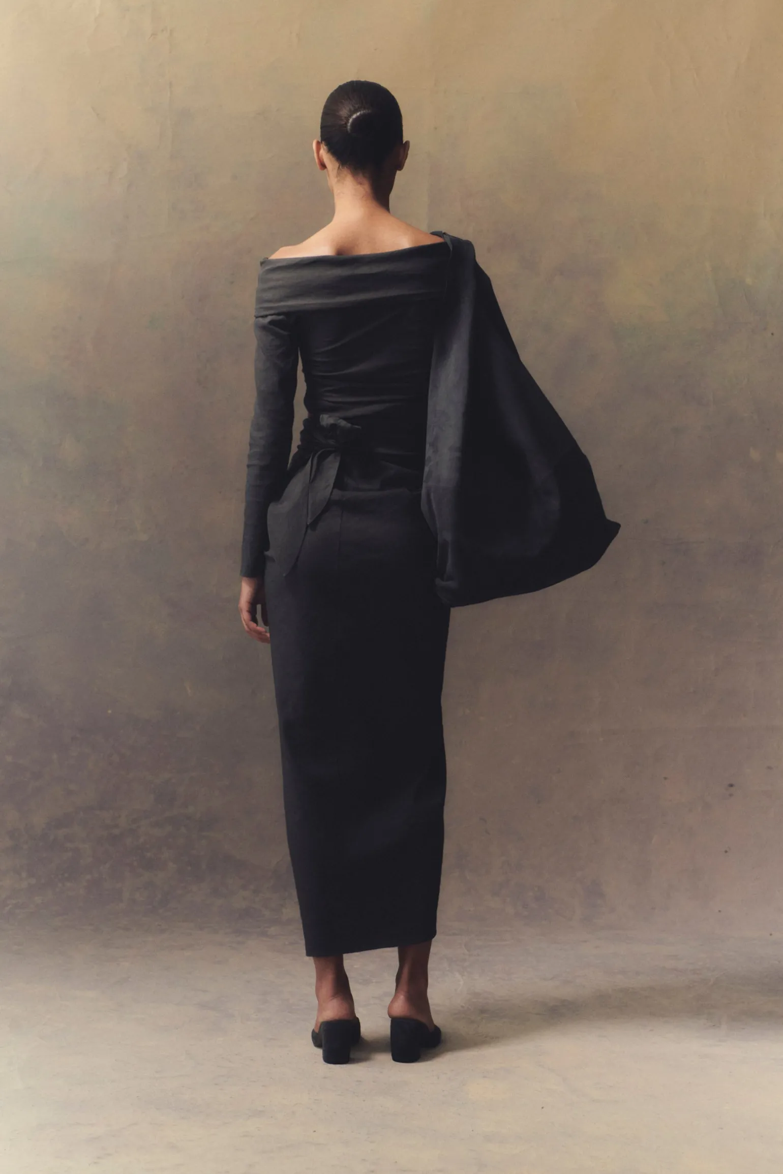 Mira, graphite wrap skirt
