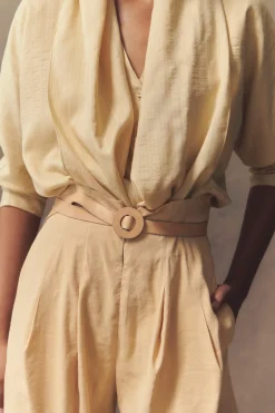 Mira, light peach high-waisted pants