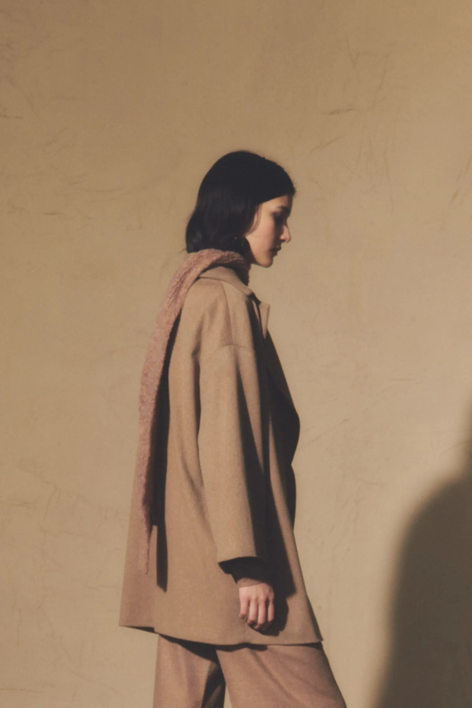 Miso, hazelnut virgin wool coat
