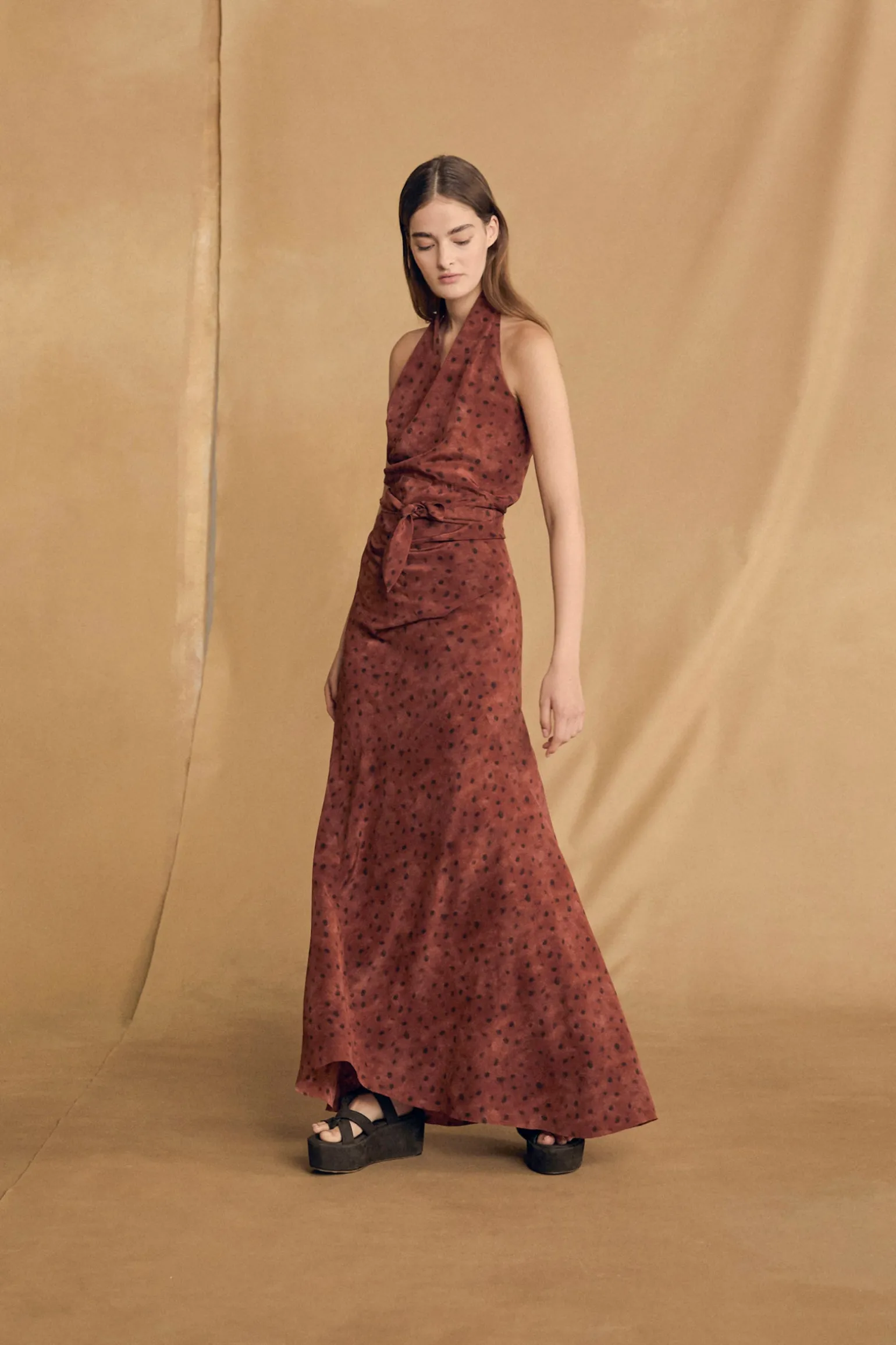 Molly, dots print silk dress