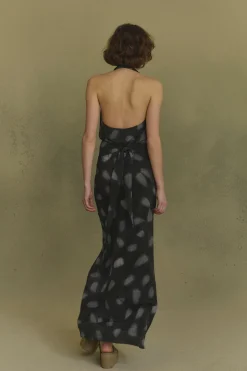 Molly, mint print silk dress