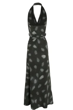 Molly, mint print silk dress