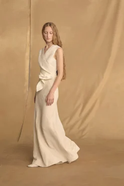 Mona, ivory linen and silk skirt