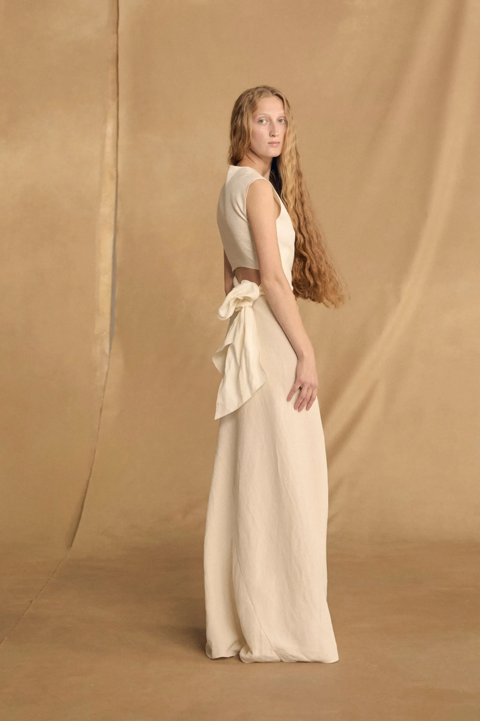 Mona, ivory linen and silk skirt