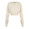 Morgan, ivory linen and silk crop top