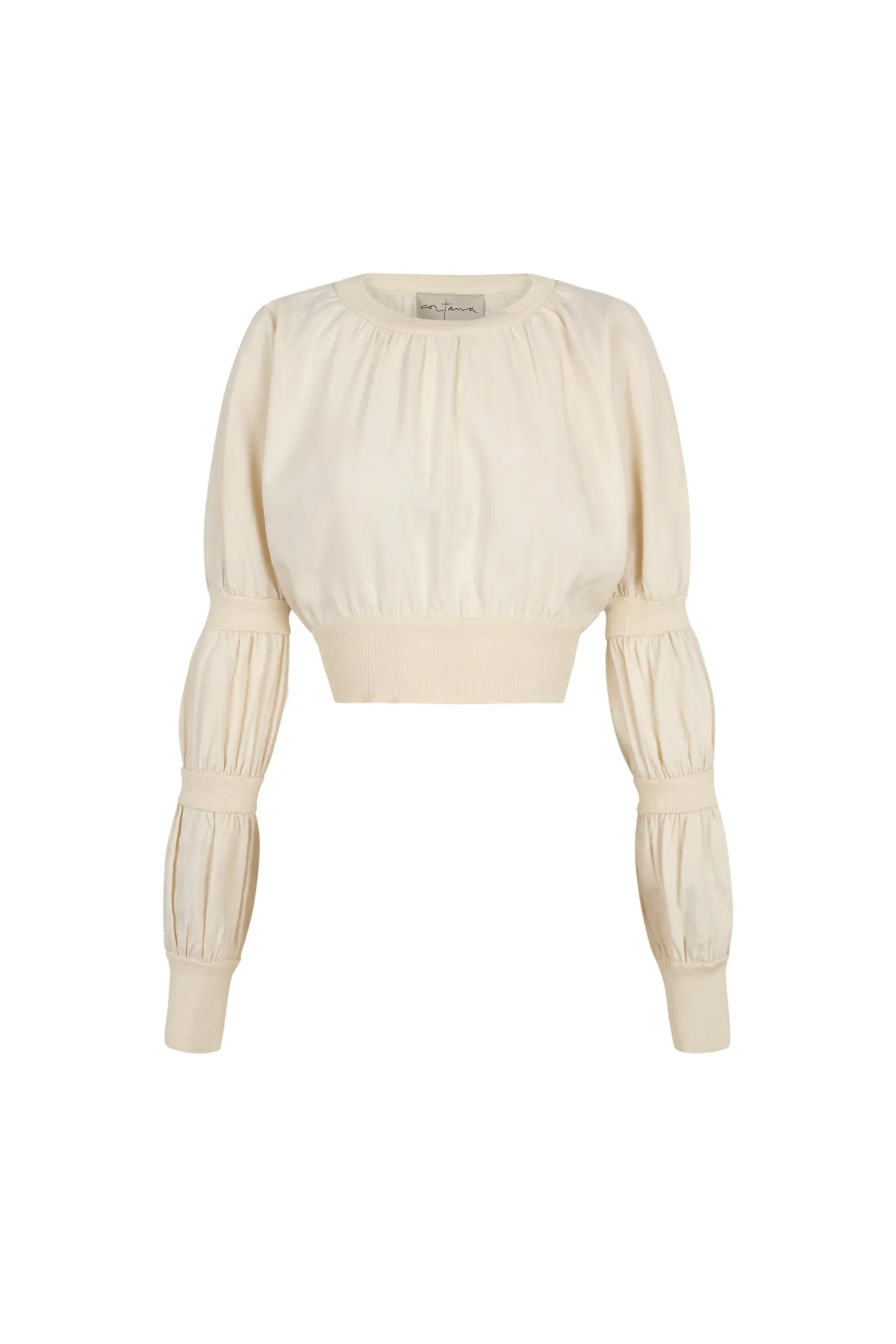 Morgan, ivory linen and silk crop top