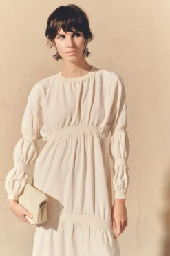 Morgan, ivory silk and linen dress