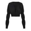 Morgan, smoke gray linen and silk crop top