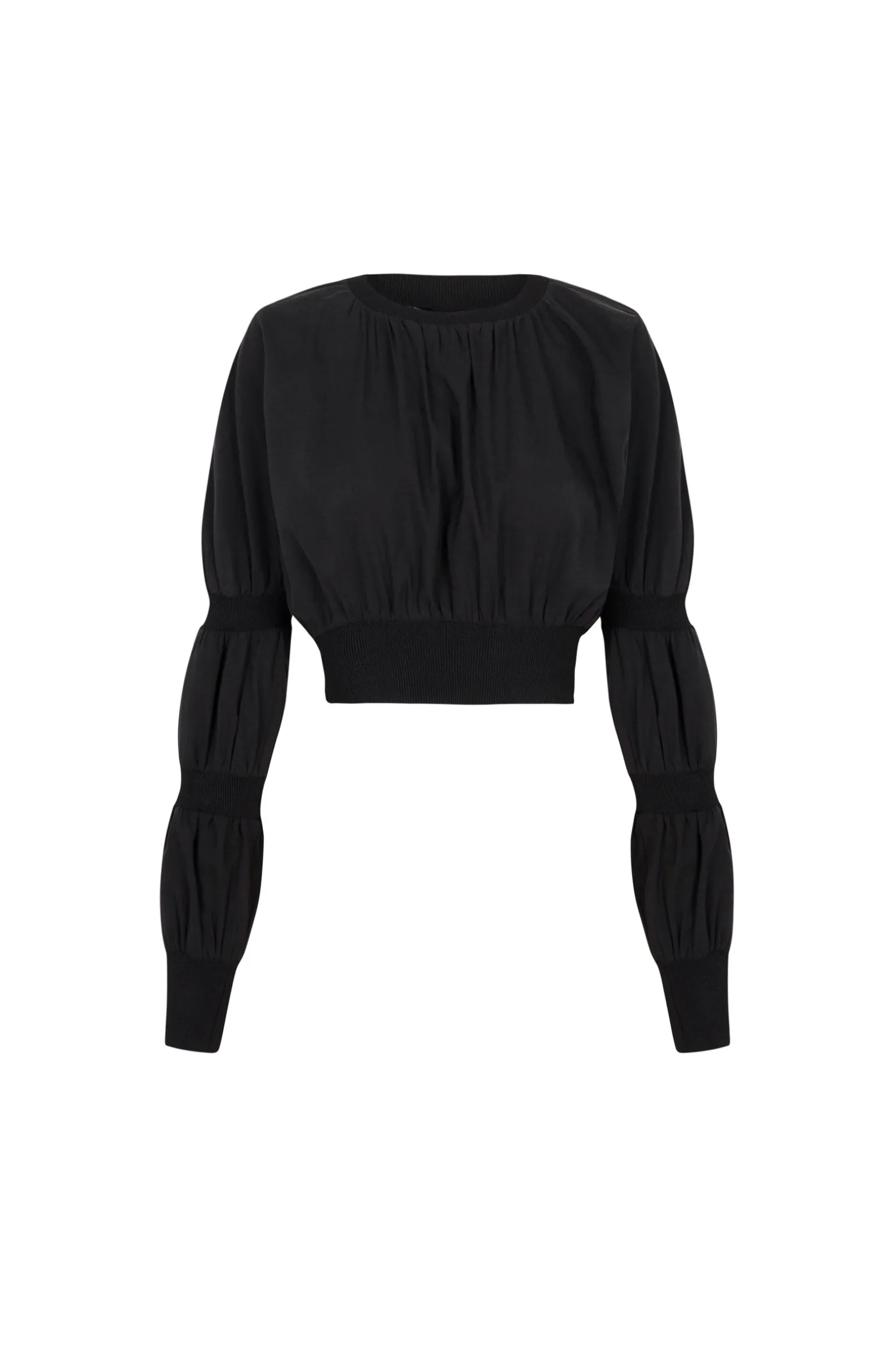Morgan, smoke gray linen and silk crop top