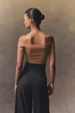 Naim, bronze knit crop top