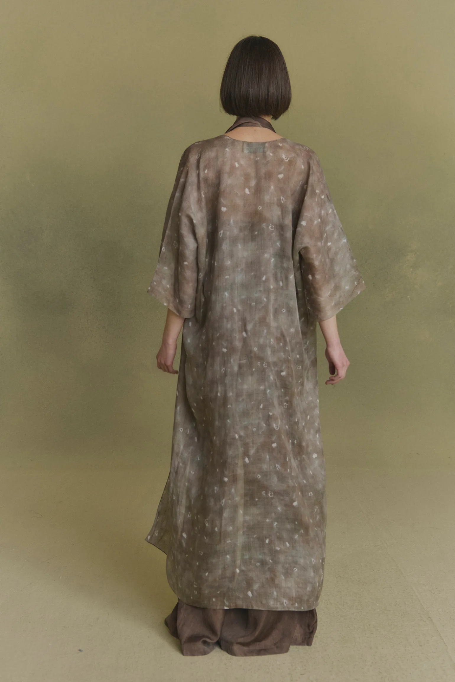 Nina, ayaz print long ramie jacket