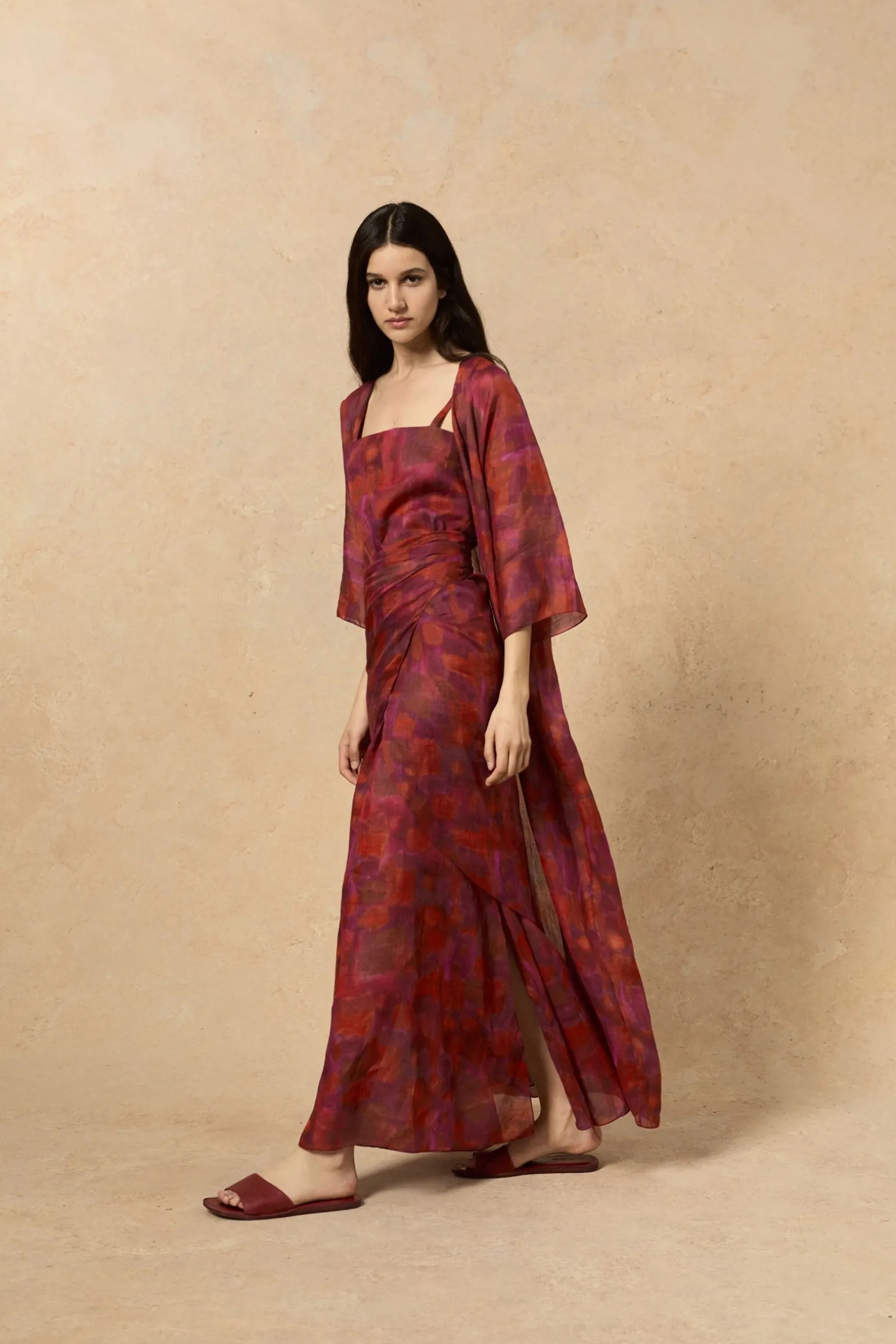 Nina, long indira print jacket