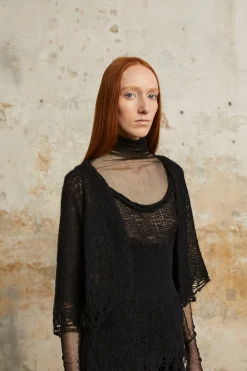Onye, black alpaca, silk and cashmere top