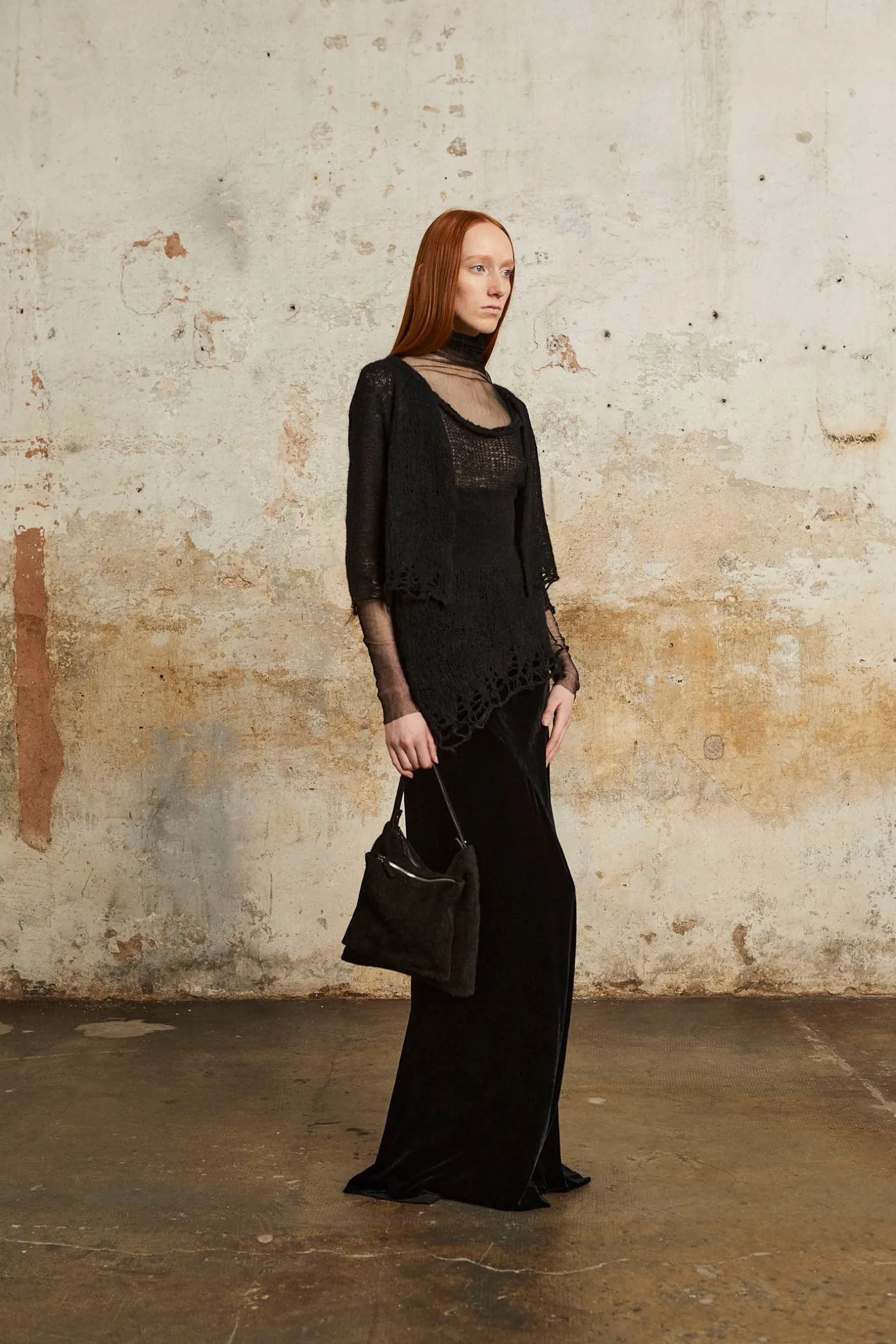 Onye, black alpaca, silk and cashmere top