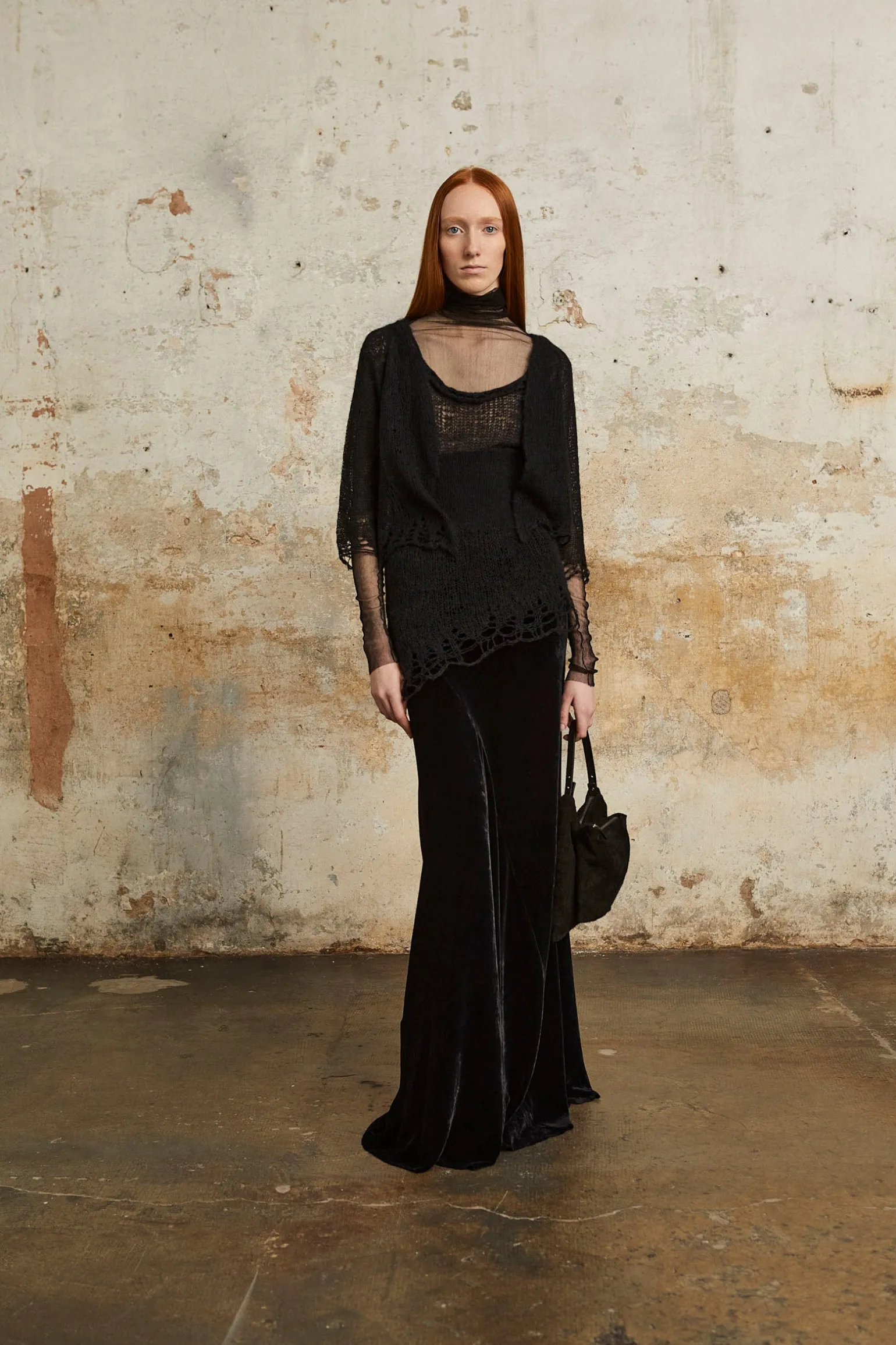 Onye, black open knit cropped jacket