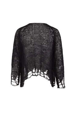 Onye, black open knit cropped jacket