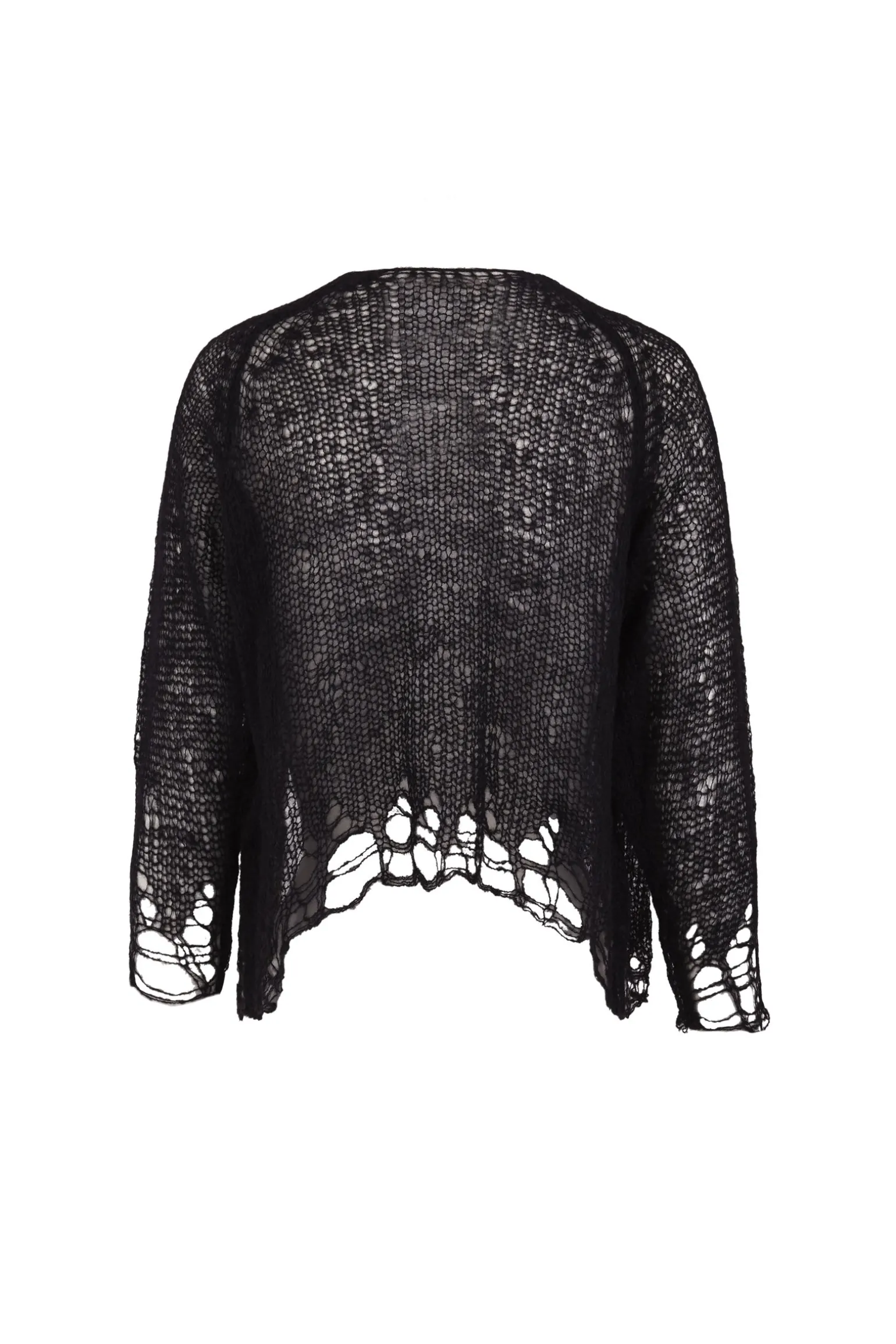 Onye, black open knit cropped jacket
