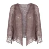 Onye, taupe open knit cropped jacket