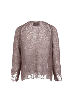 Onye, taupe open knit cropped jacket