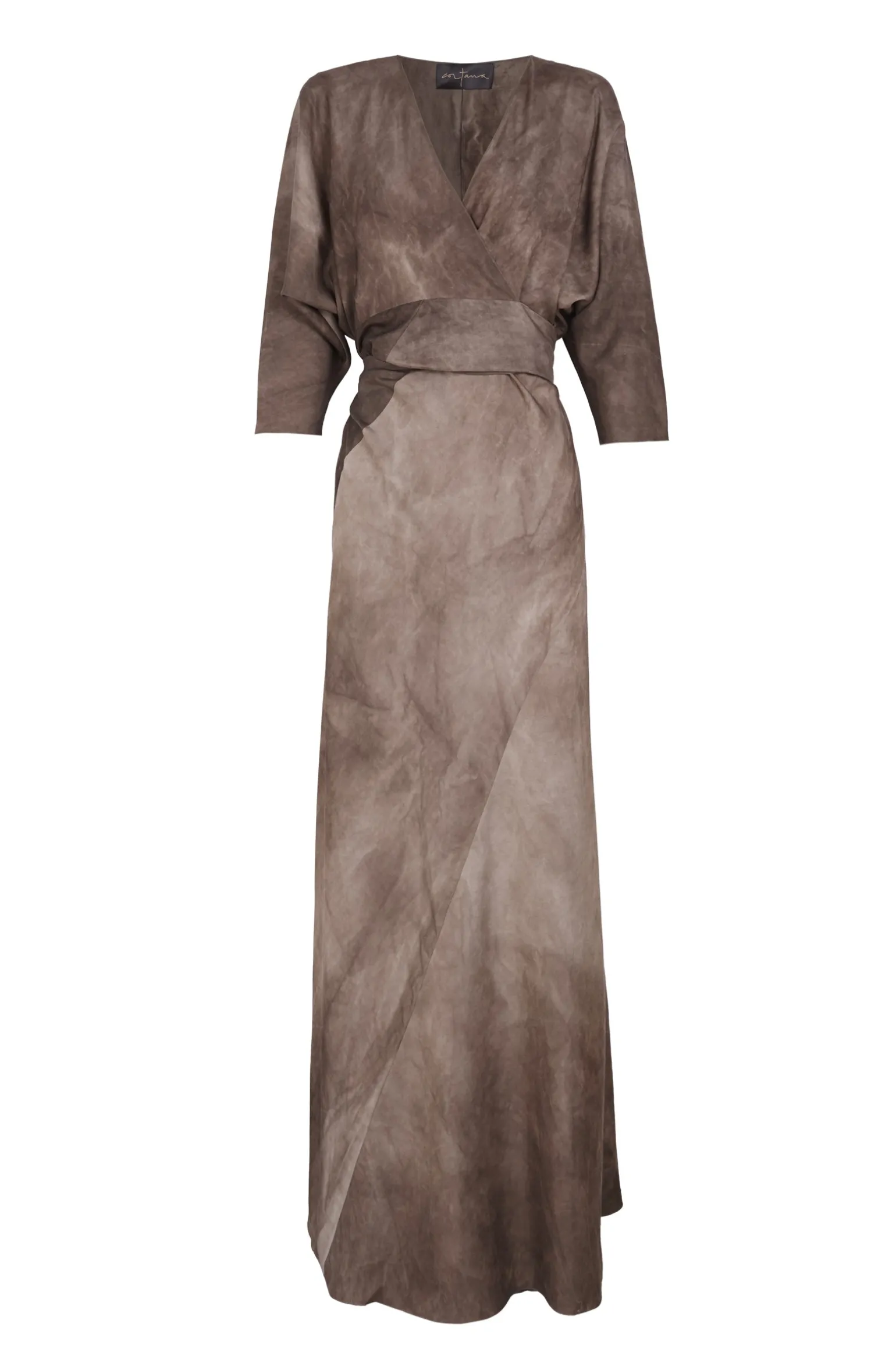 Opalo, cocoa maltinto wrap dress