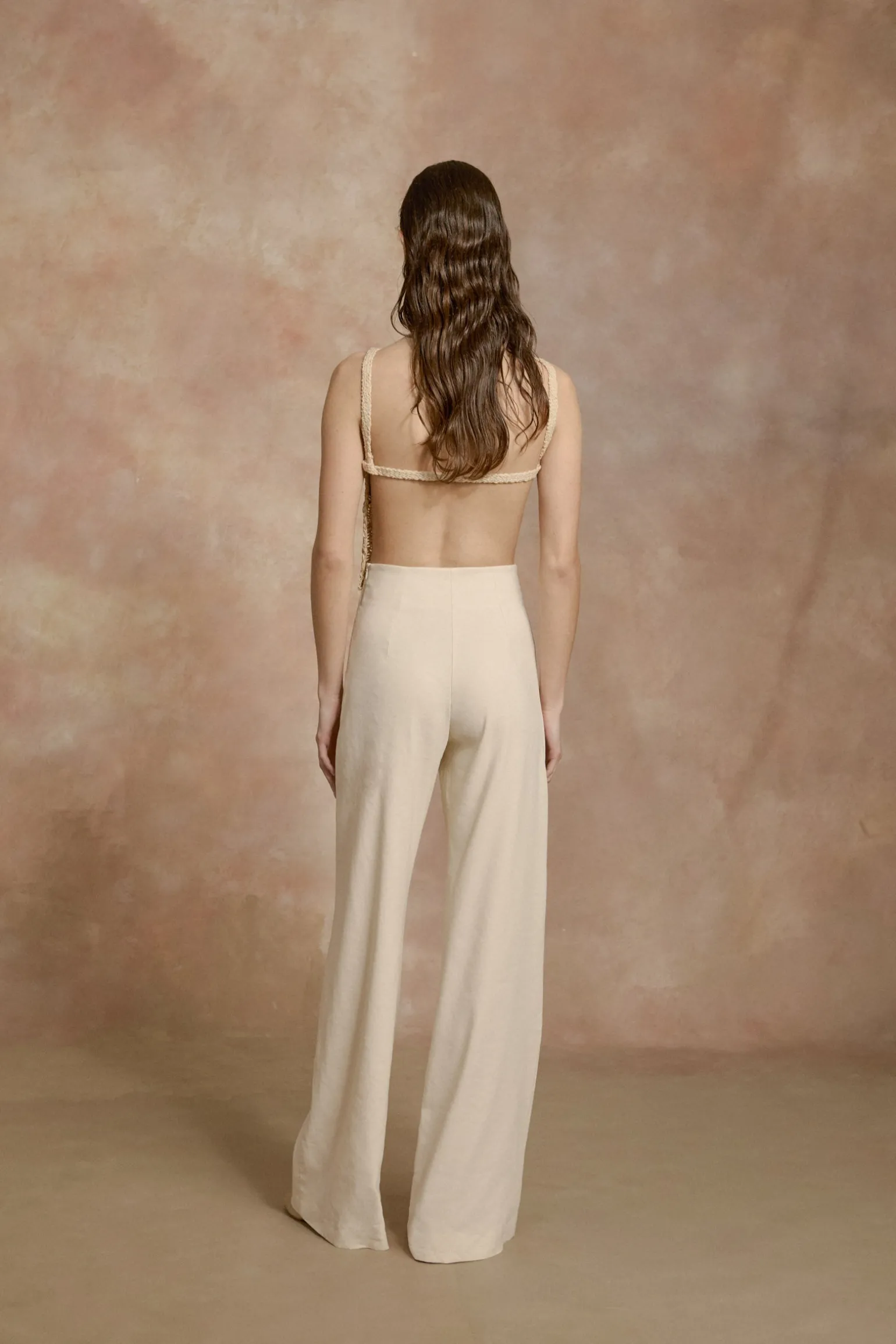 Organica, ivory high-waisted pants