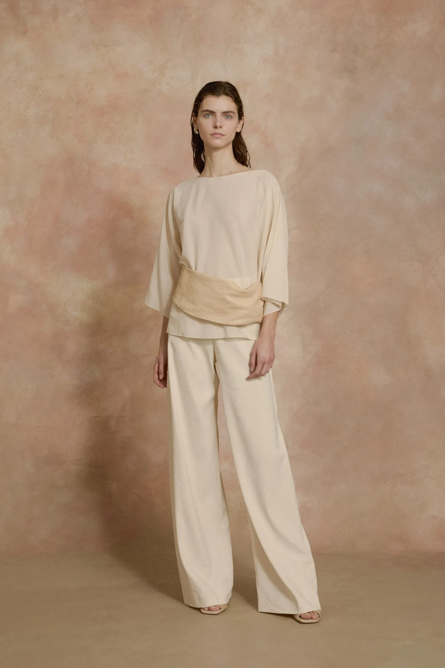 Organica, ivory high-waisted pants