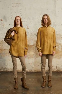 Park, bronze maltinto silk shirt