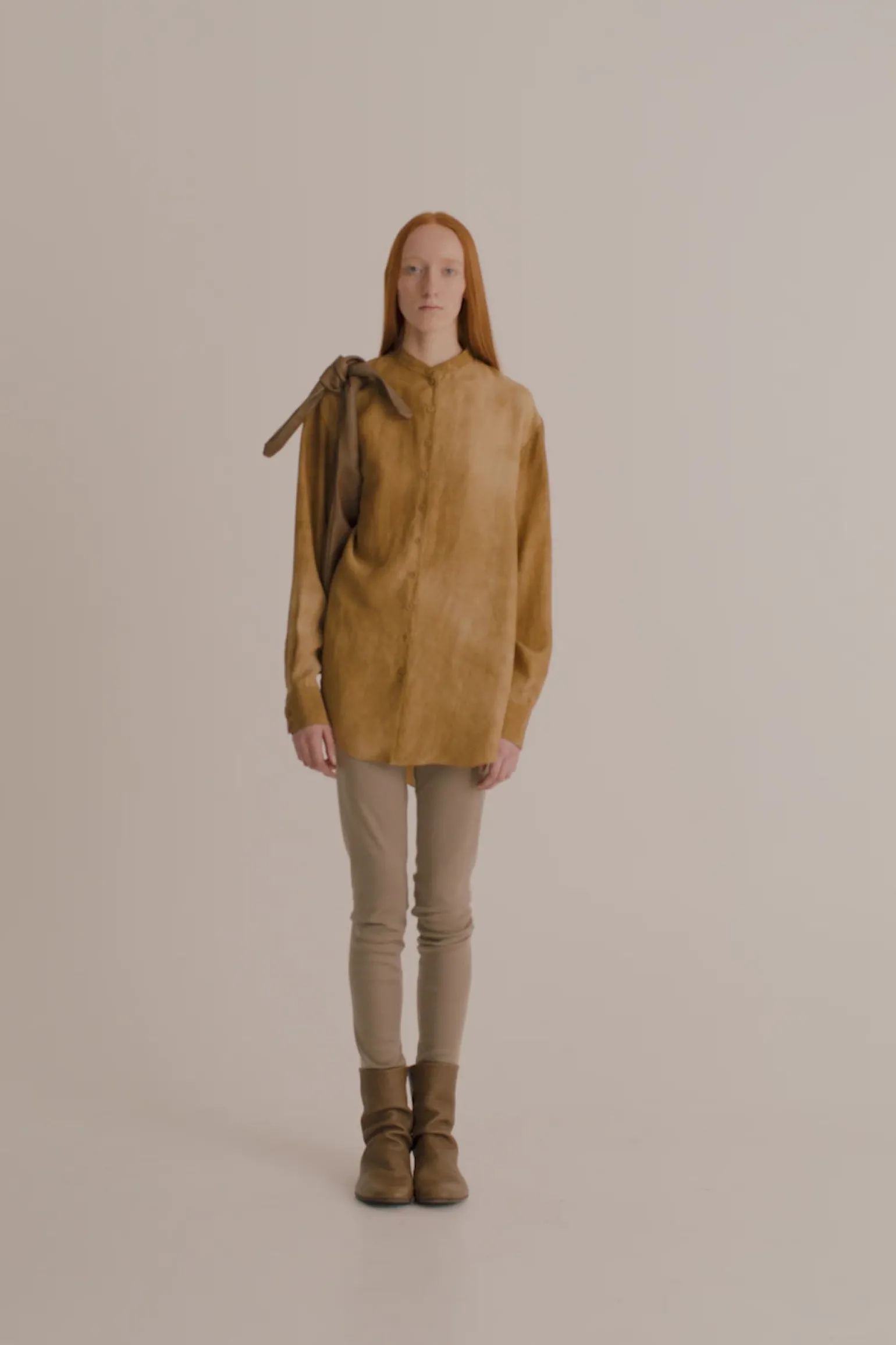 Park, bronze maltinto silk shirt