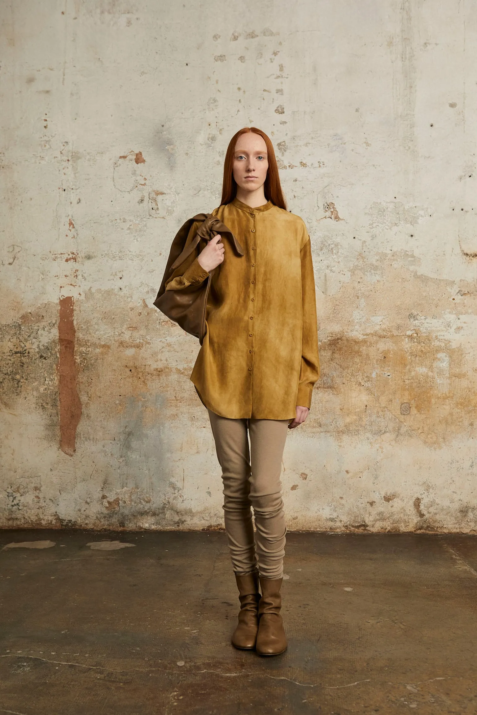 Park, bronze maltinto silk shirt