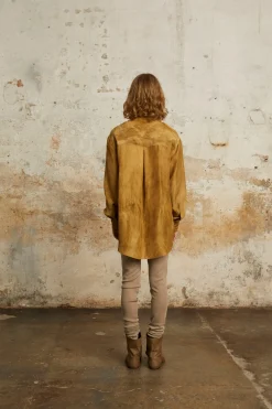 Park, bronze maltinto silk shirt