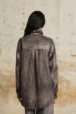 Park, lilac maltinto silk shirt