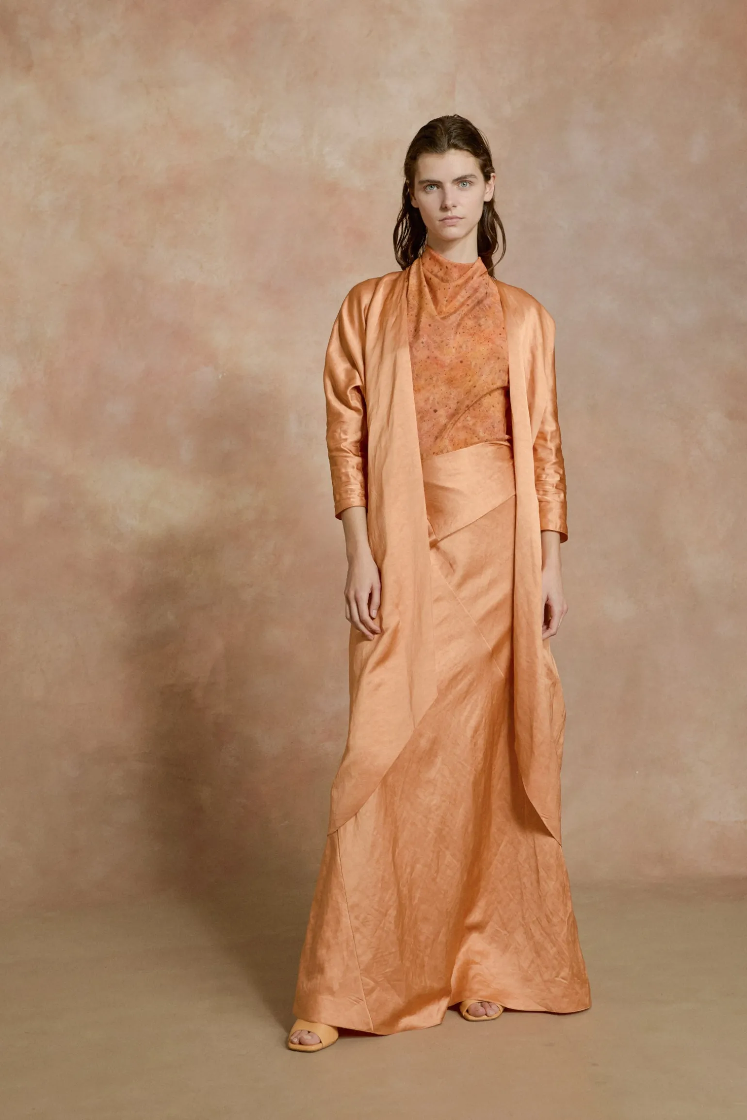 Paz, tangerine long skirt