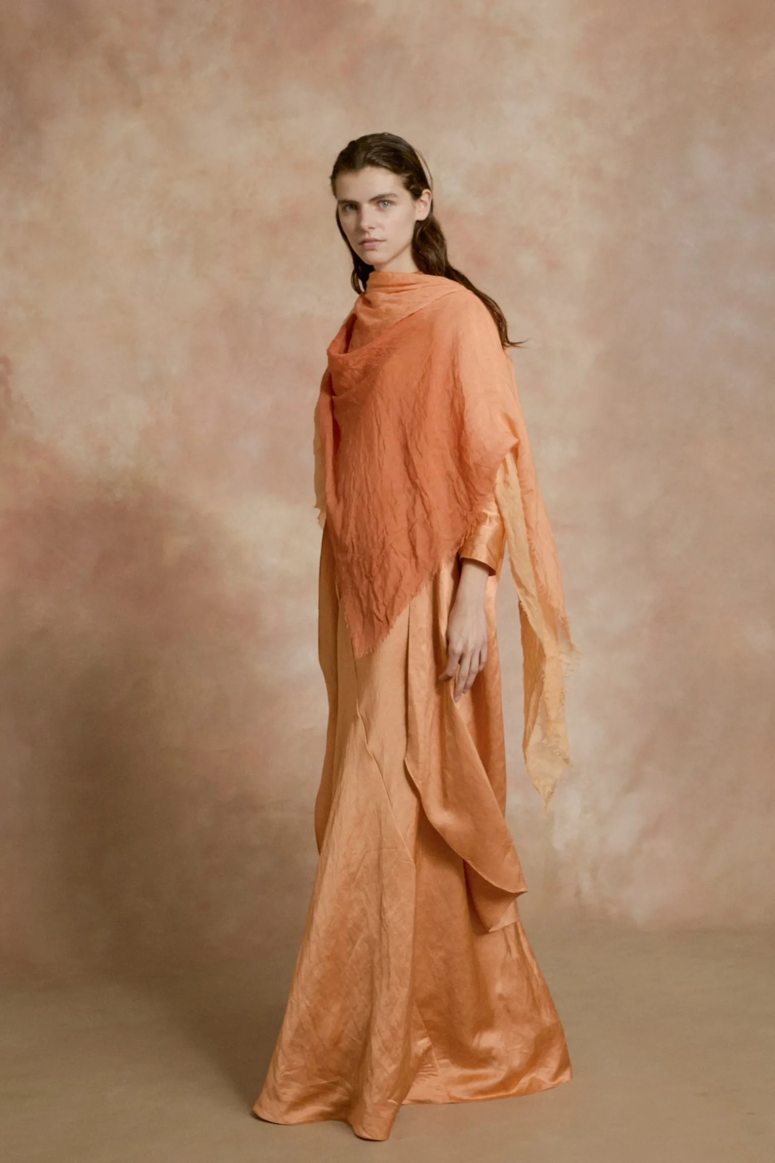 Paz, tangerine long skirt