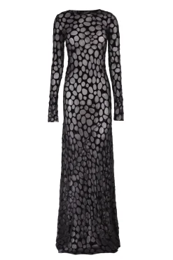 Pebbles, long dress in devore velvet