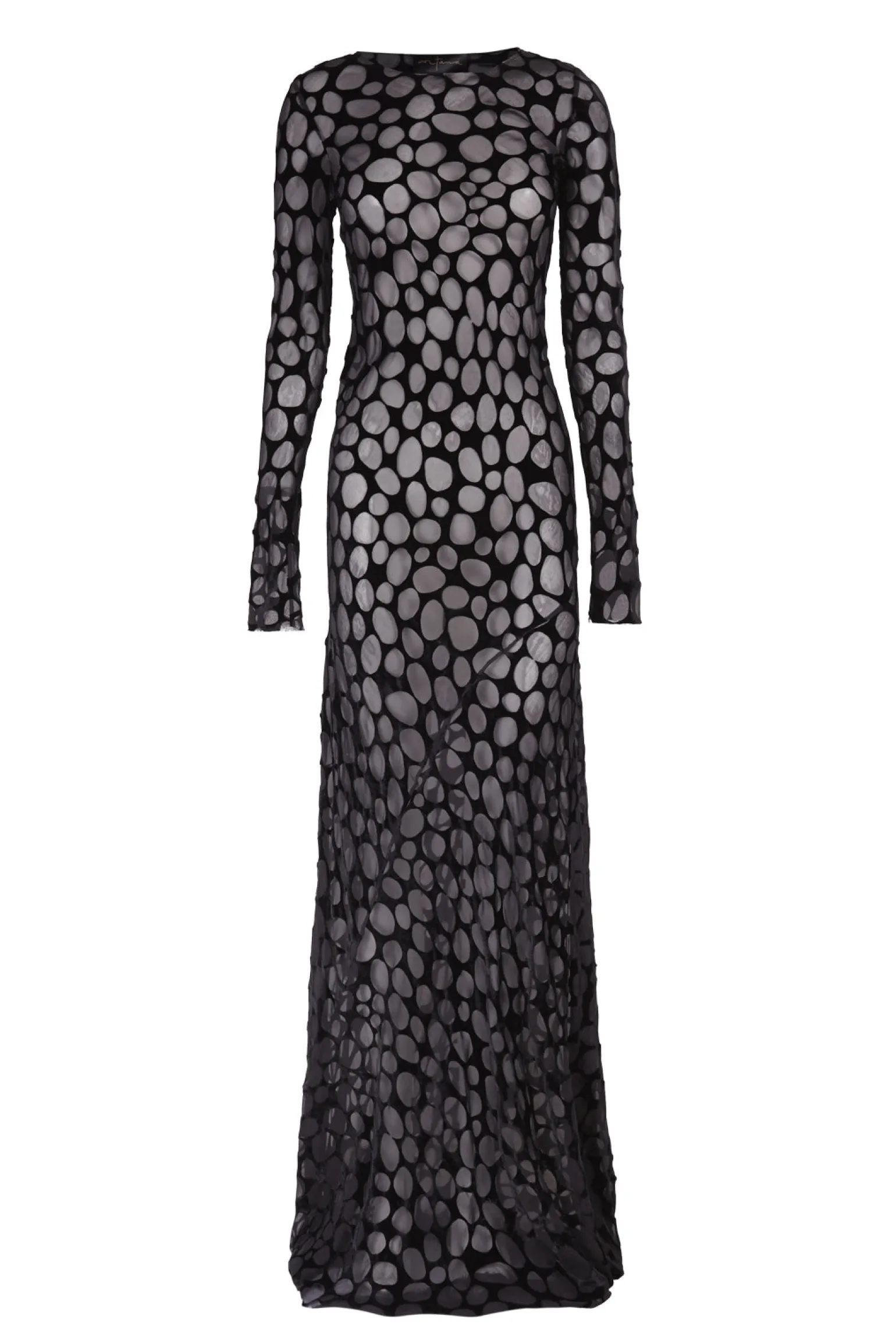 Pebbles, long dress in devore velvet
