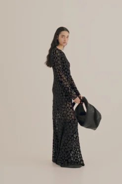 Pebbles, long dress in devore velvet