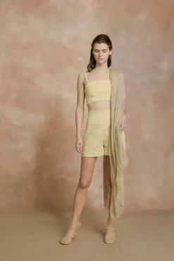 Postcal, light yellow striped scarf