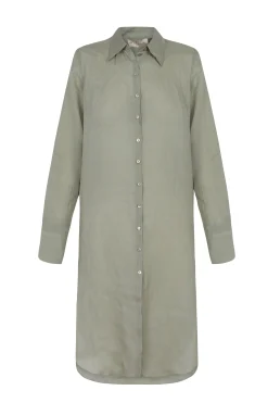 Rami, long shirt in light blue ramie