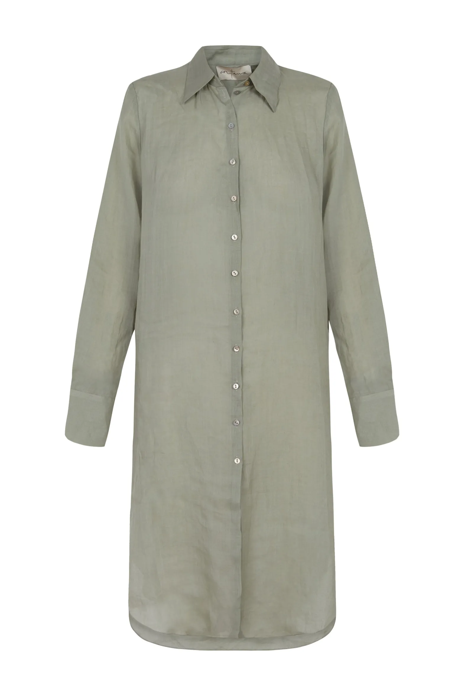 Rami, long shirt in light blue ramie