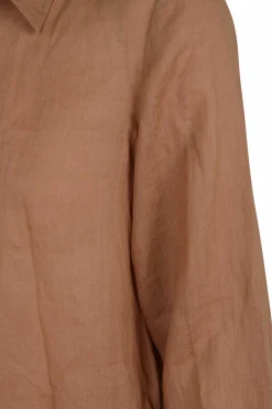 Rami, long shirt in terracotta ramie